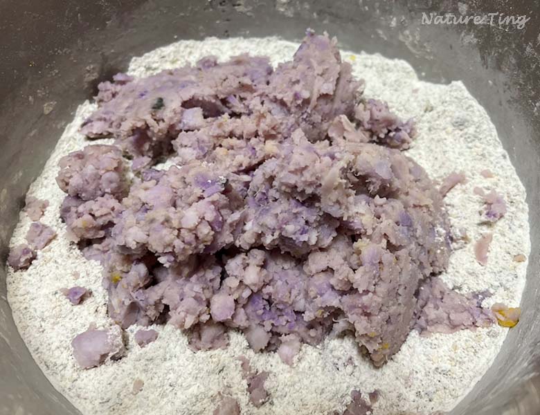purple yam and flour