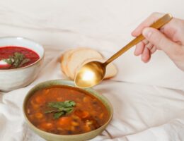 Italian tomato soup and spoon