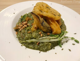 pine nuts risotto with pesto sause